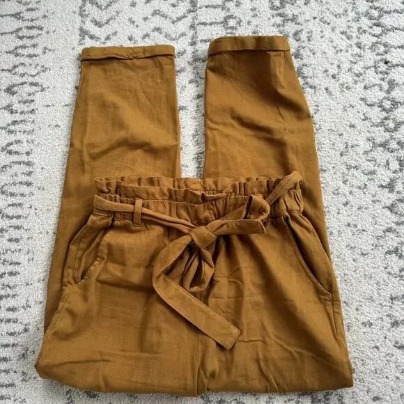 Carly Jean Los Angeles "Reid" Paperbag Pants - Pecan Brown Size Small - Picture 5 of 8